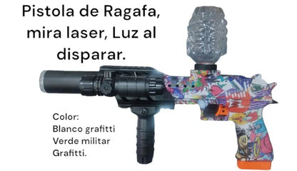 PISTOLA HIDROGEL MIRA LASER Y LED RGB